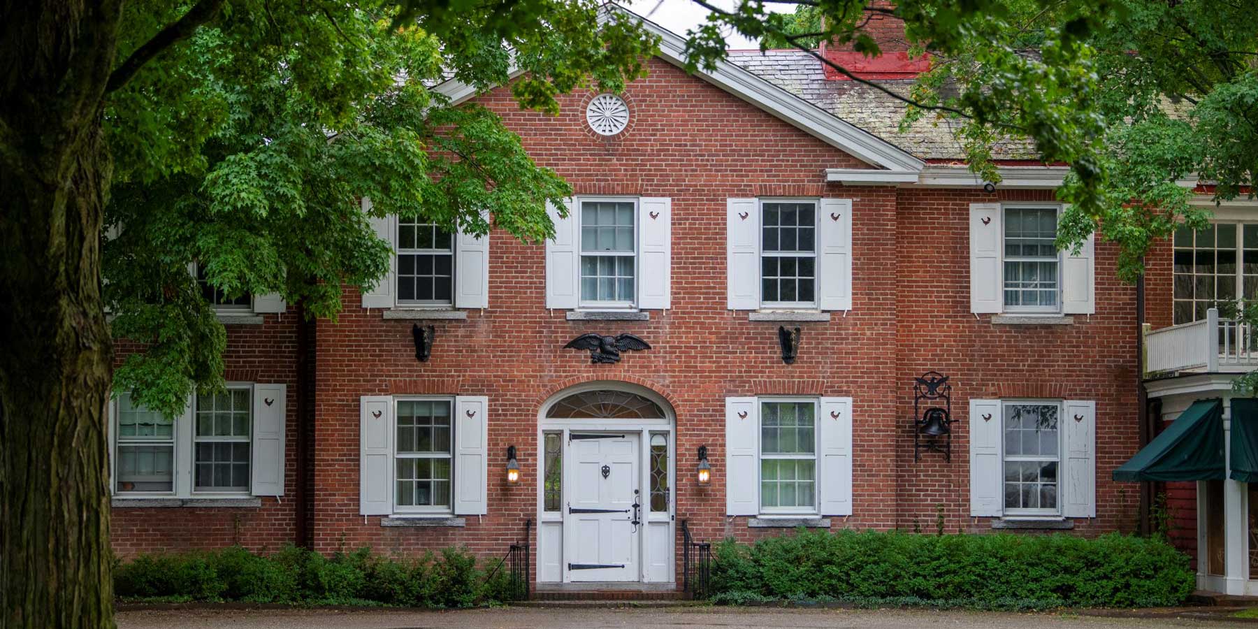 exterior shot of the front of the brick house